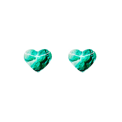 teal heart shaped earrings for infertility awareness