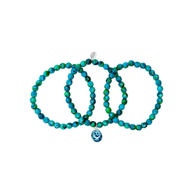 Ovarian Cancer bracelets with a resin pendant in teal and blue. 