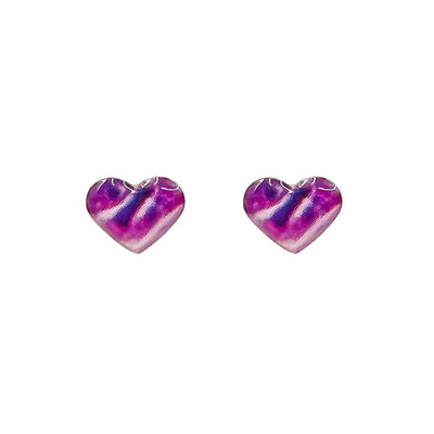 purple heart shaped stud earring for pancreatic cancer awareness that gives back to charity