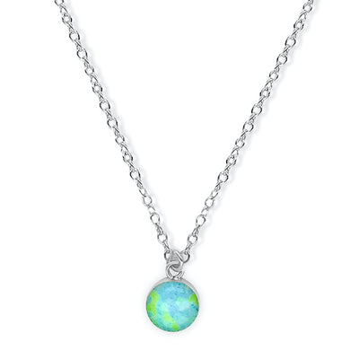 Alzheimer's Necklace in sterling silver with blue and green pendant 