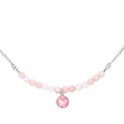 Pink Opal Breast Cancer Awareness necklace with Pink pendant.