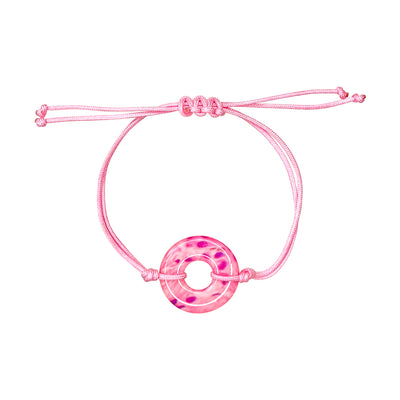 light pink adjustable cord bracelet for breast cancer awareness that gives back to charity