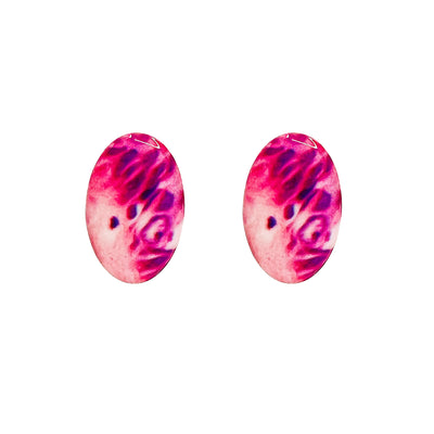 large pink oval breast cancer awareness earrings for charity