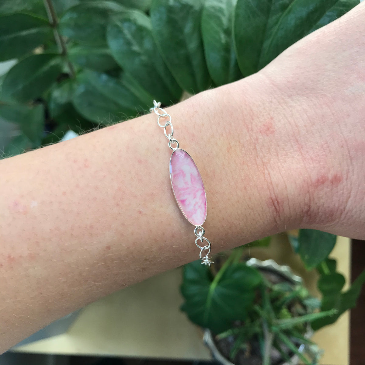 Pink and Sterling Silver Breast Cancer Bracelet Revive Jewelry