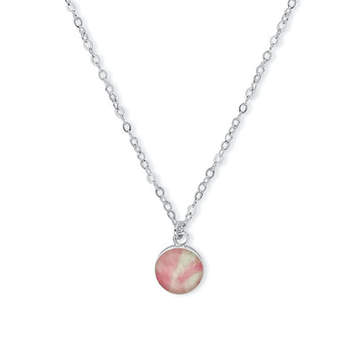 Breast Cancer Awareness Necklace with Pink Pendant in Sterling silver. 