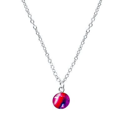 Lupus awareness necklace with pink, purple, red and white pendant on sterling silver chain.