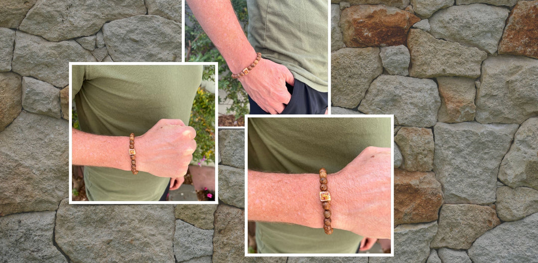 mens prostate cancer awareness bracelet on model