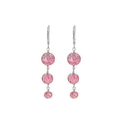 pink circle earrings for breast cancer with Sterling silver wires and lever backs