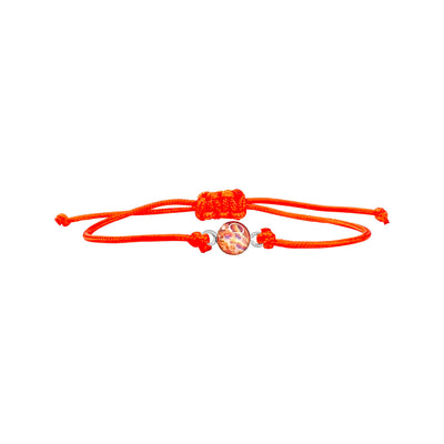 Orange leukemia awareness bracelet with adjustable orange cord and resin pendant in Sterling silver