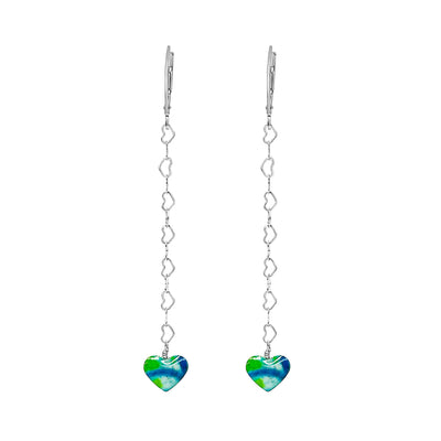 diabetes jewelry heart dangle earrings in Sterling silver