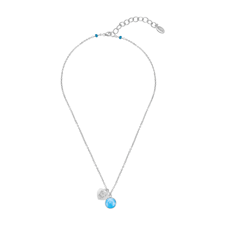 Silver Necklace with Blue Sonogram Image Pendant and "It's A Boy!" Heart-Shaped Engraved Charm
