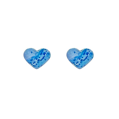 blue heart shaped stud earring for multiple sclerosis awareness that gives back to charity