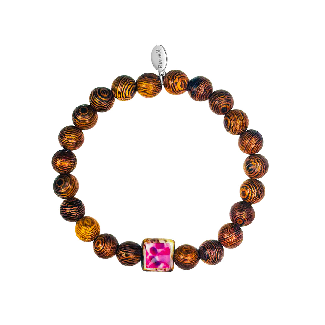 Men's Awareness Stretch Bracelet for Charity with Wooden Beads - Choose Your Cause