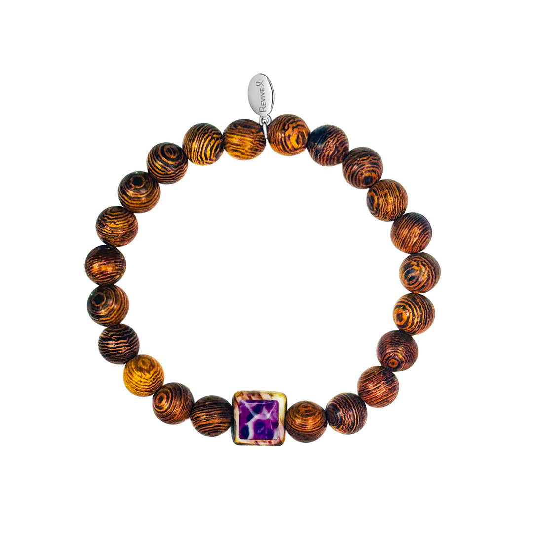 Men's Awareness Stretch Bracelet for Charity with Wooden Beads - Choose Your Cause