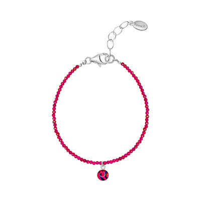 Beaded Bracelet for Breast Cancer Awareness with ruby and Sterling Silver