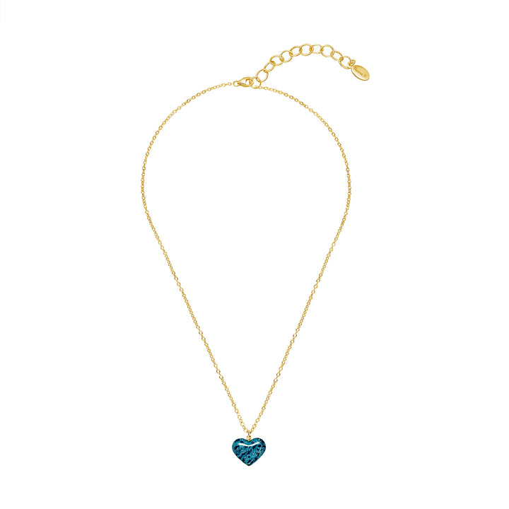 heart shaped necklace with ovarian cancer awareness cell image in resin pendant on 14k gold filled chain