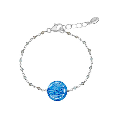 silver link bracelet for Multiple Sclerosis awareness with labradorite stones