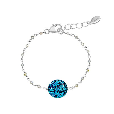 silver link bracelet for ovarian cancer awareness with labradorite stones