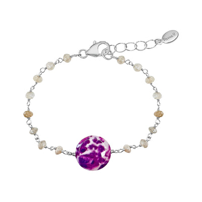 silver link bracelet for pancreatic cancer awareness with faceted plated moonstones