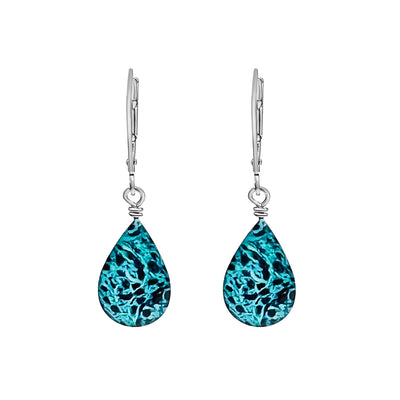 Sterling Silver Teardrop dangle earrings for Ovarian Cancer Awareness