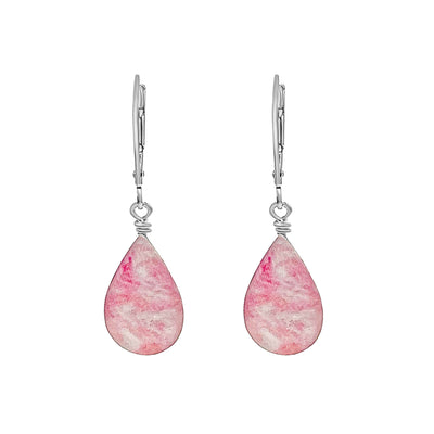 Teardrop shaped sterling silver Breast Cancer awareness earrings feature a resin coated Breast Cancer cell.