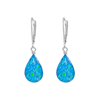 Teardrop shaped sterling silver Alzheimer's awareness earrings feature a resin coated Alzheimer's cell.