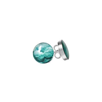 infertility awareness sterling silver studs with teal early embryo images set in resin post earrings
