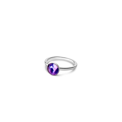 forget me not ring for lupus awareness and research sterling silver band ring with small round lupus histology slide under resin 