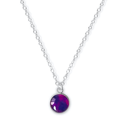 Lung Cancer Necklace in sterling silver with Purple pendant.