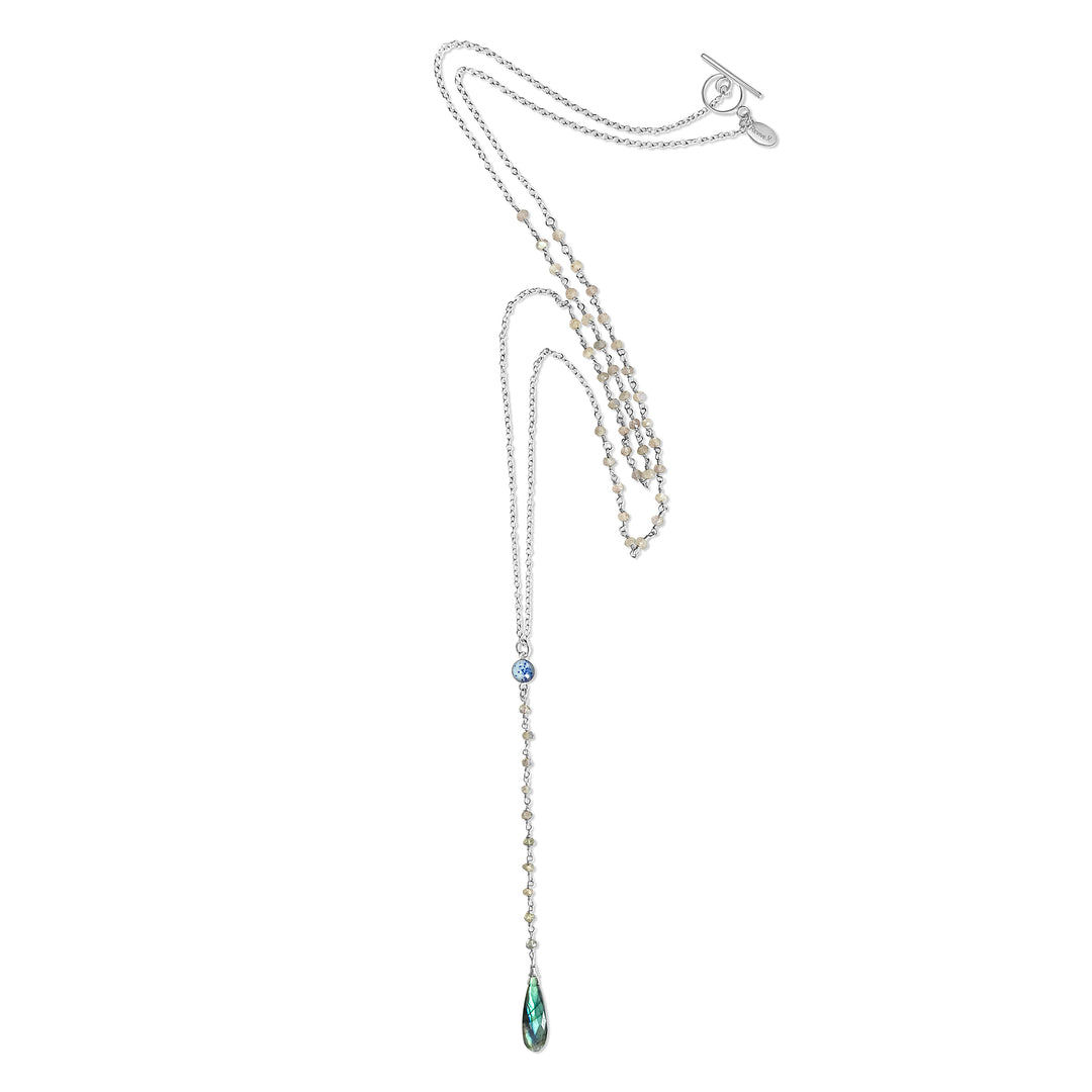 Long MS necklace with labradorite stones.