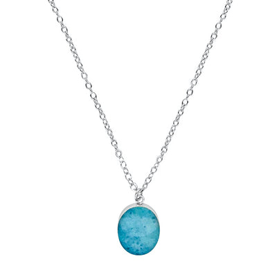 Embrace MS necklace in sterling silver with Blue oval pendant.
