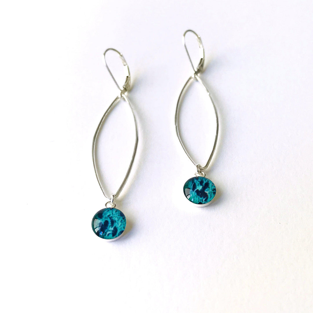 Petal Ovarian Cancer earrings  in sterling silver.