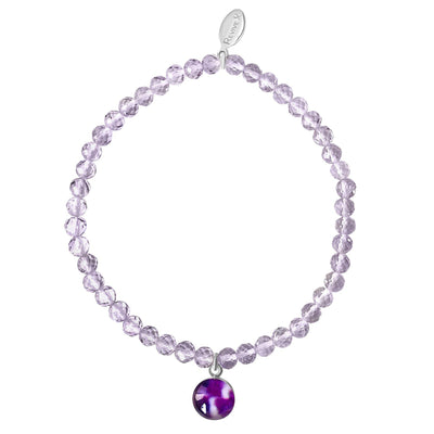 Pancreatic Cancer bracelet with Amethyst stones and Purple pendant set in resin.