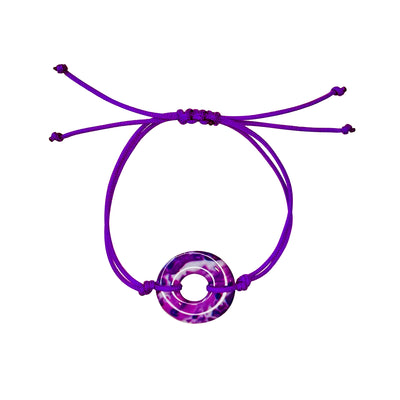 purple adjustable cord bracelet for pancreatic cancer awareness that gives back to charity