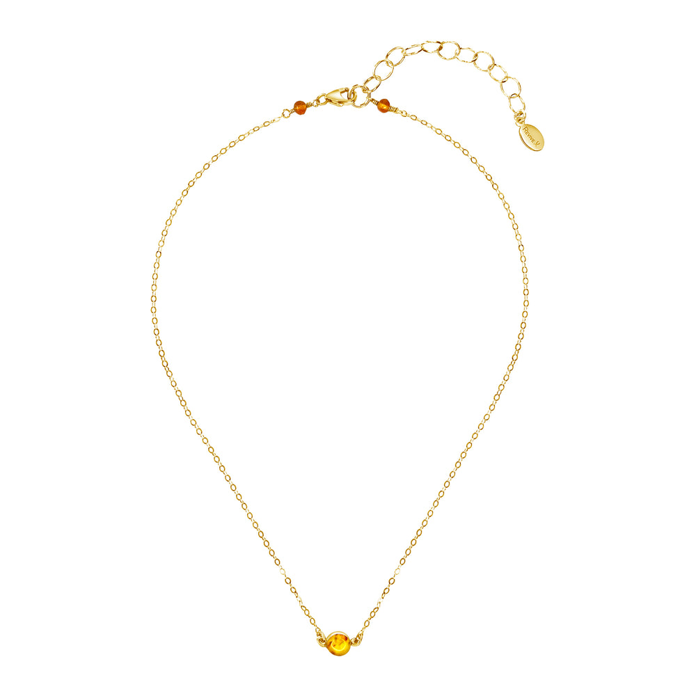 yellow sarcoma awareness minimalist chain necklace that gives back to charity in gold filled