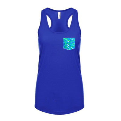 blue diabetes awareness racerback tank top shirt with cell image pocket for charity