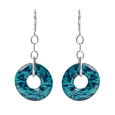 teal hoop earrings for ovarian cancer awareness and research in sterling silver