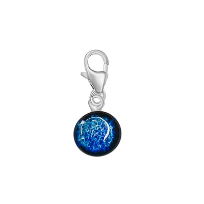 manifest healing charm in Sterling silver with small round pendant that contains a hand cut cell image of a healthy human T cell under resin